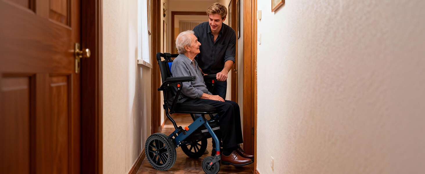 Lightweight Foldable Transport Wheelchair, 10″ Honeycomb Tire, Aviation Aluminum Frame, 220LBS Load Capacity, Comfort Cushion for Seniors Adults Travel & Daily Use