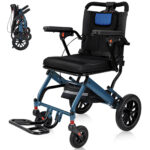Lightweight Foldable Transport Wheelchair, 10″ Honeycomb Tire, Aviation Aluminum Frame, 220LBS Load Capacity, Comfort Cushion for Seniors Adults Travel & Daily Use