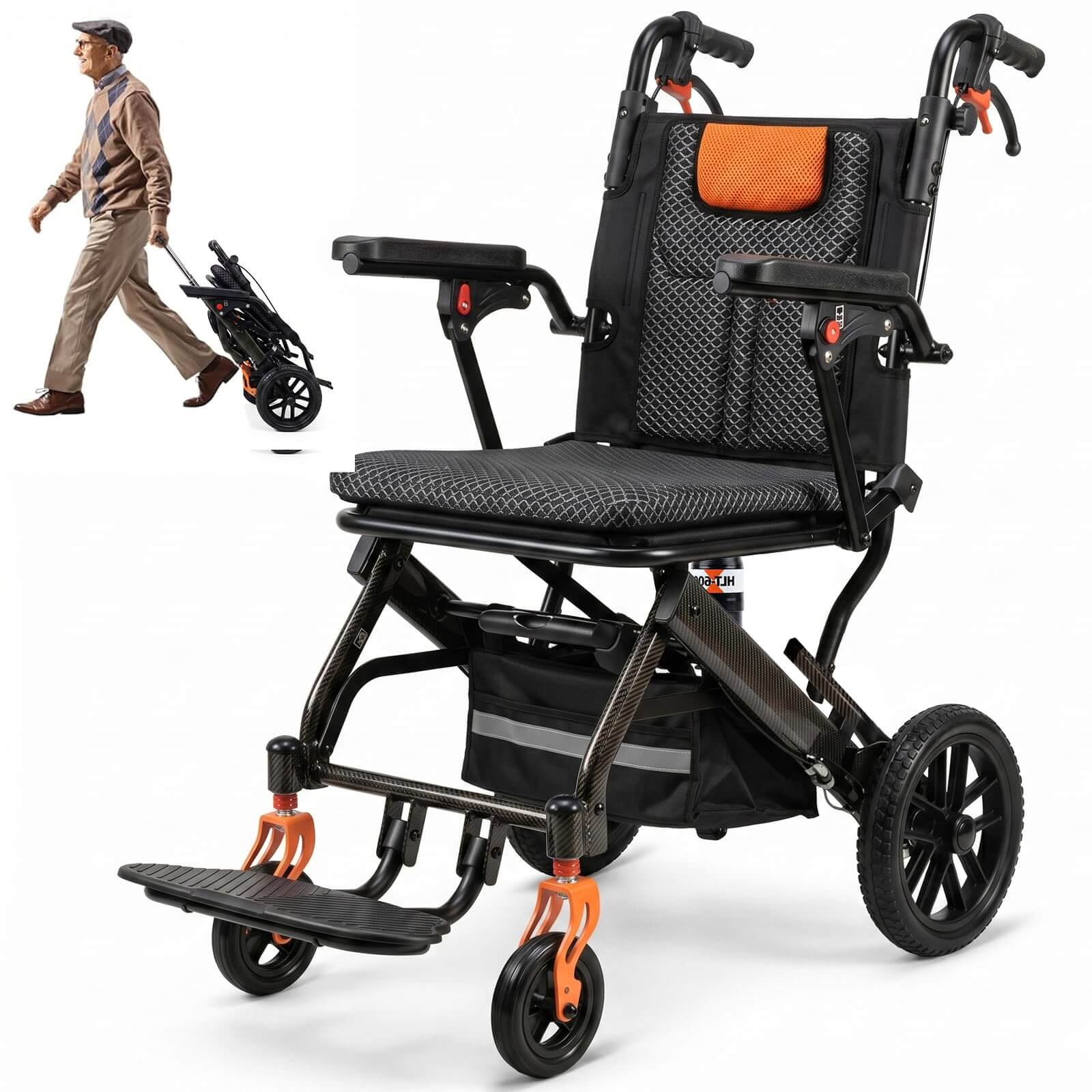 Lightweight Folding Transport Wheelchair with Pull Handle, Dual Suspension & 10″ PU Tires – Portable Travel Wheelchair for Adults, Foldable Armrests & Footrests wheelchairshub.com