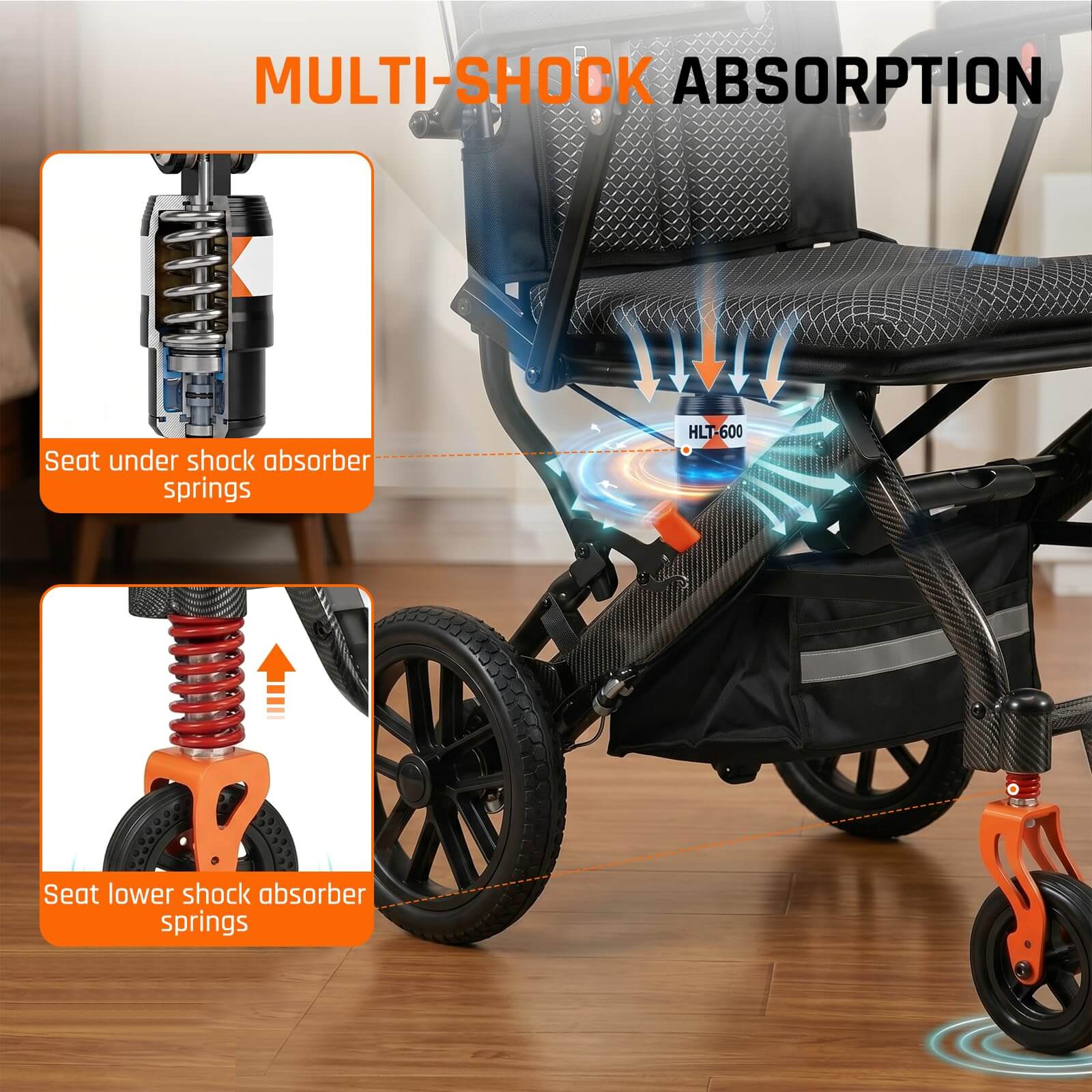 Lightweight Folding Transport Wheelchair with Pull Handle, Dual Suspension & 10″ PU Tires – Portable Travel Wheelchair for Adults, Foldable Armrests & Footrests wheelchairshub.com
