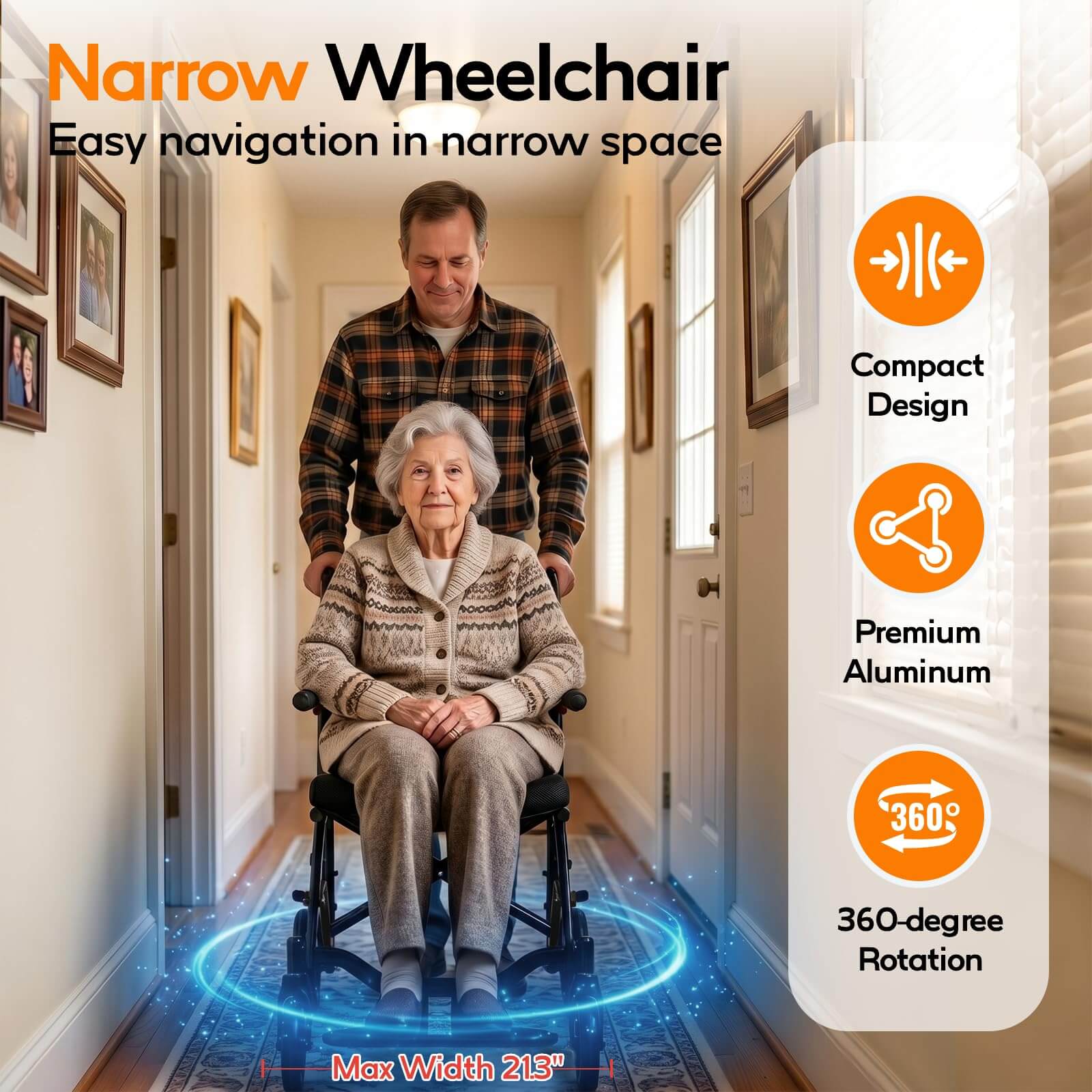 18LBS Ultra Lightweight Folding Transport Wheelchair with Hand Brakes, Foldable Armrests & Footrests, Compact Travel Wheelchair for Adults, Seniors & Kids wheelchairshub.com
