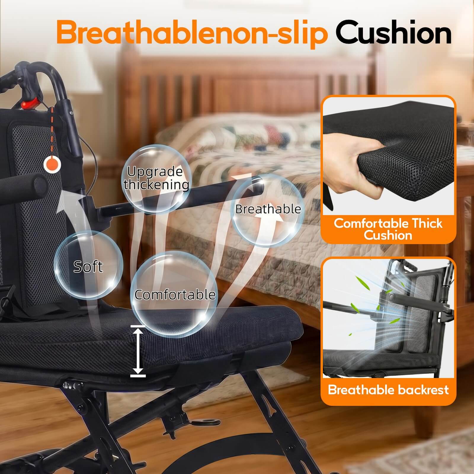 18LBS Ultra Lightweight Folding Transport Wheelchair with Hand Brakes, Foldable Armrests & Footrests, Compact Travel Wheelchair for Adults, Seniors & Kids wheelchairshub.com