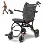 Lightweight Folding Transport Wheelchair with Pull Handle, Ergonomic Seat & Shock-Absorbing Wheels wheelchairshub.com